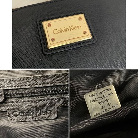 Calvin Klein Black Saffiano Top Zip Chain Crossbody Bag - Picture 6 of 12